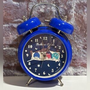 SOLD**M&M’S Blue Alarm Clock Double Bell Steel "Bedtime Snacks” Battery Operated